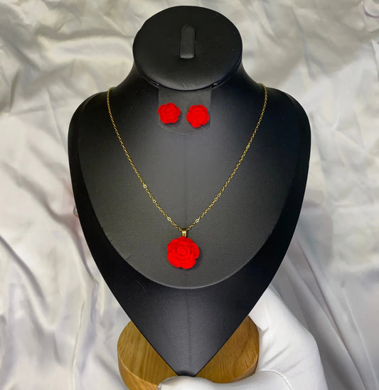 Ensemble Rose Rouge - Acier Inoxydable
