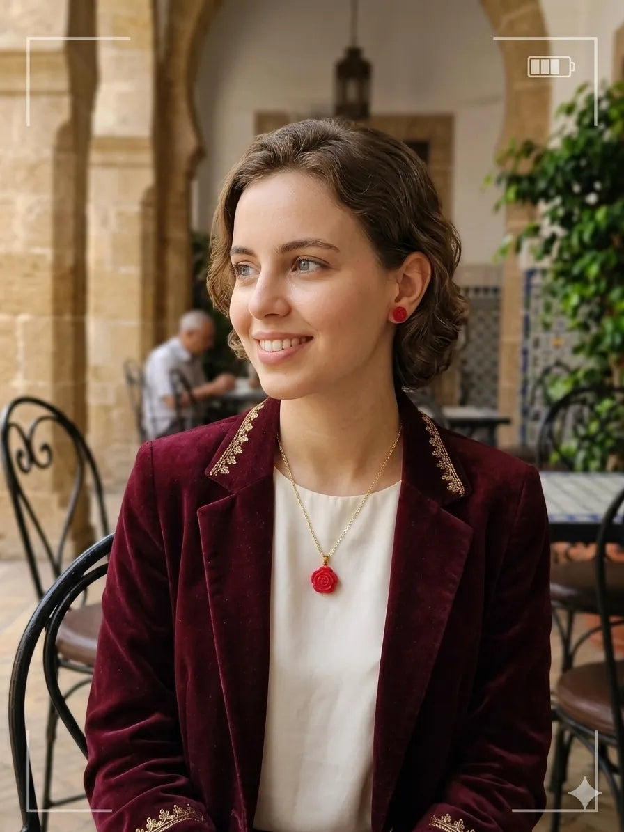 Ensemble Rose Rouge - Acier Inoxydable