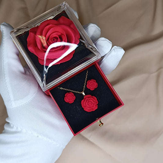 Ensemble Rose Rouge - Acier Inoxydable