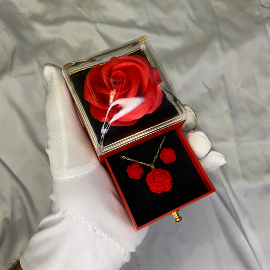 Ensemble Rose Rouge - Acier Inoxydable