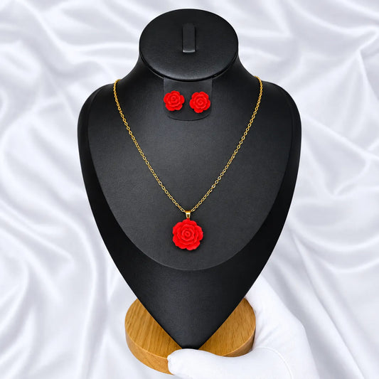 Ensemble Rose Rouge Inoxydable